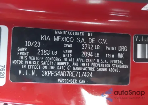2024 Kia Forte Gt-Line from USA, damaged, VIN 3KPF54AD7RE717424